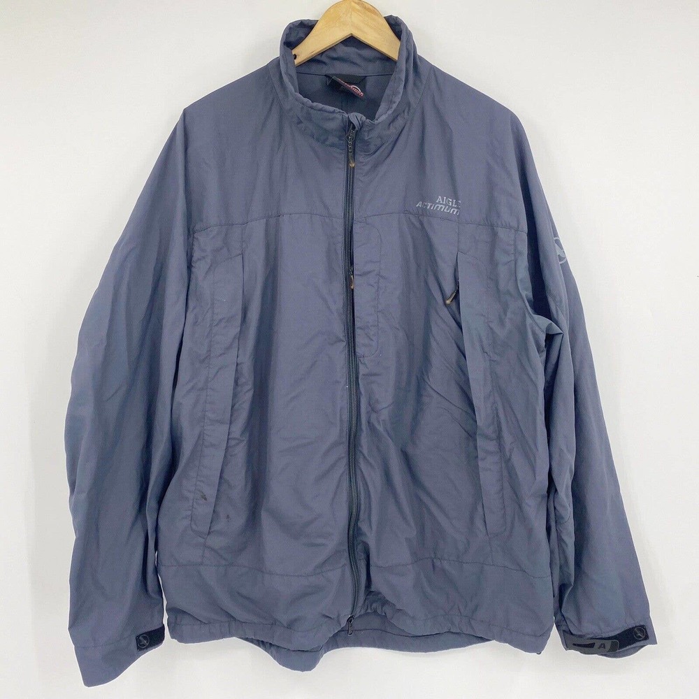 Aigle Actimum Full Zip Nylon Windbreaker Jacket Charcoal Gray Sz XXL